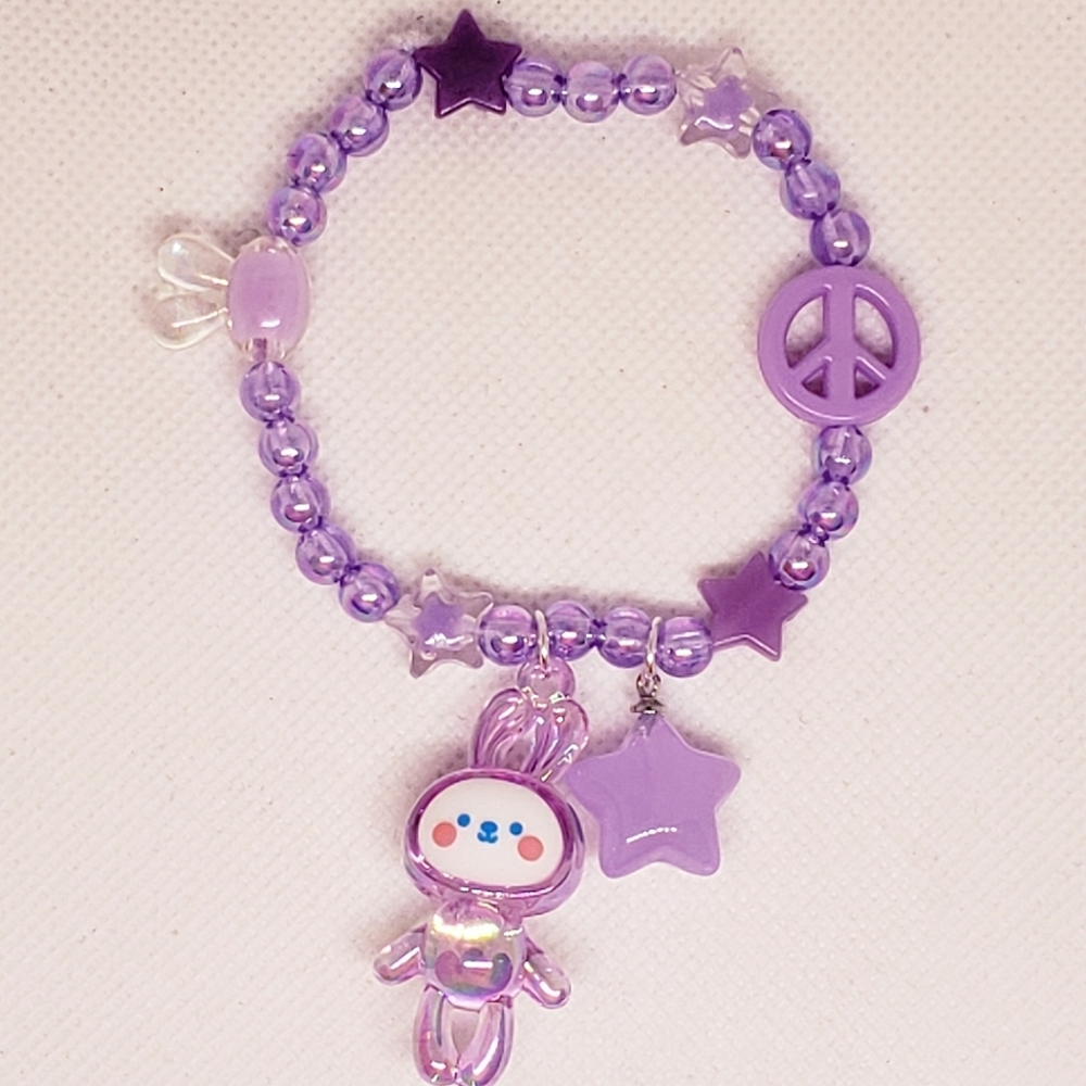 Handmade beaded purple kawaii bunny bracelet